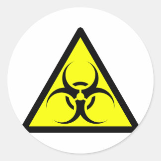 Bio Hazard or Biohazard Sign Symbol Warning Yellow Classic Round Sticker