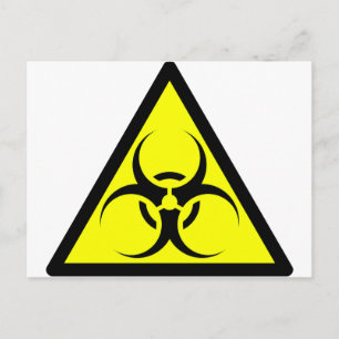 Bio Hazard or Biohazard Sign Symbol Warning Yellow Postcard