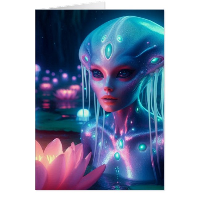bio-luminescent Swimming Alien All Occassions (Front)