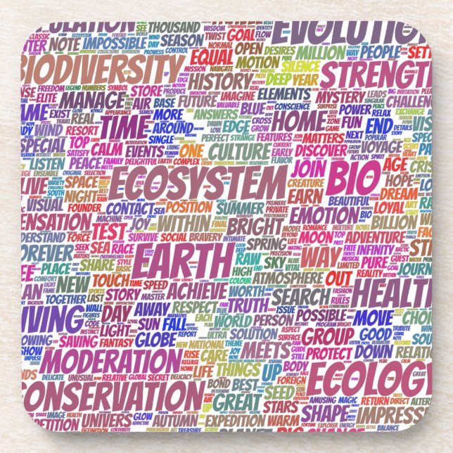 Bio Nuage de Mots Texte Modèle Biodiversité Coaster (Front)