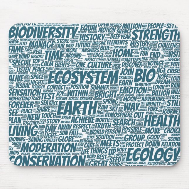 Bio Nuage de Mots Texte Modèle Biodiversité Mouse Mat (Front)