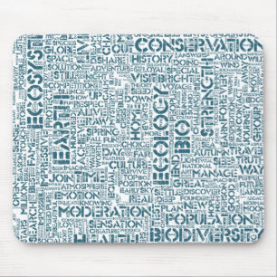 Bio Nuage de Mots Texte Motif Biodiversité Mouse Mat