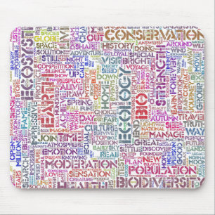 Bio Nuage de Mots Texte Motif Biodiversité Mouse Mat