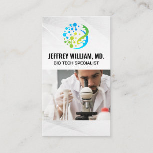 Bio Tech Logo   Scientist Researching in Lab Business Card