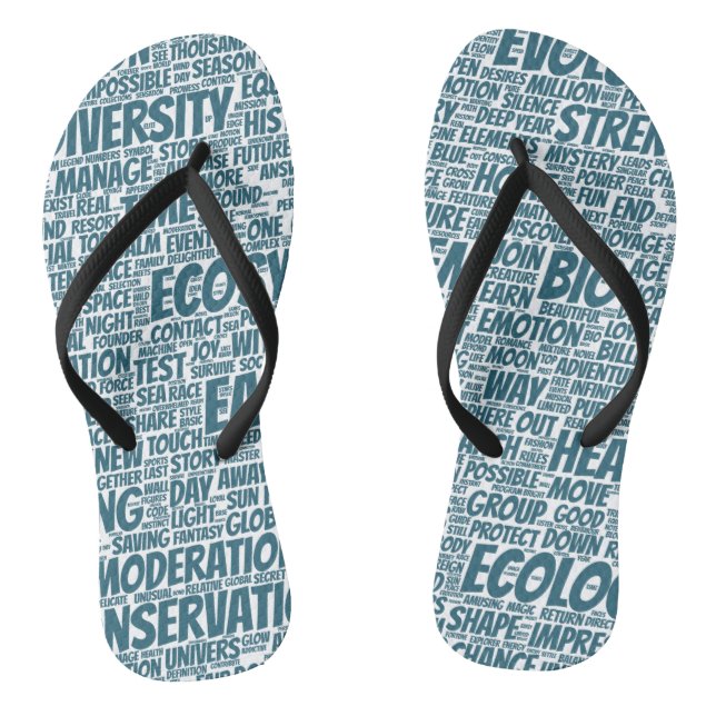Bio Word Cloud Text Model Biodiversity Flip Flops (Footbed)