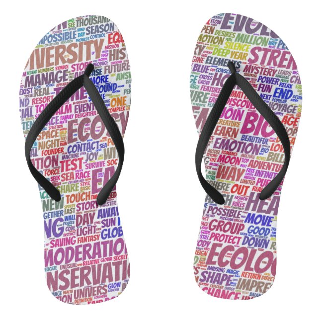Bio Word Cloud Text Model Biodiversity Flip Flops (Footbed)