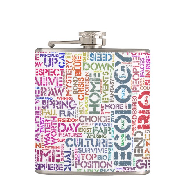 Bio Word Cloud Text Reason Biodiversity Hip Flask (Front)