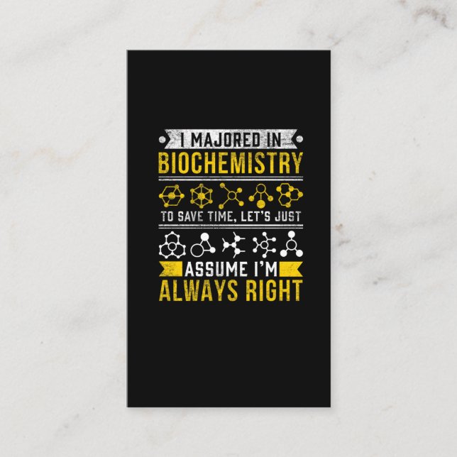 Biochemistry Humour Biologist Funny Scientist Joke Business Card (Front)