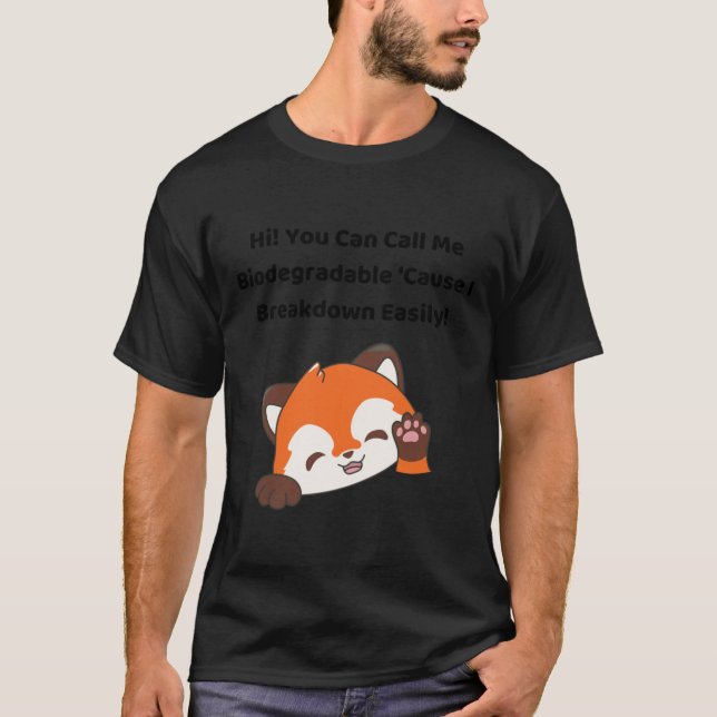 Biodegradable Red Panda! (fresh Green) Sticker  T-Shirt (Front)