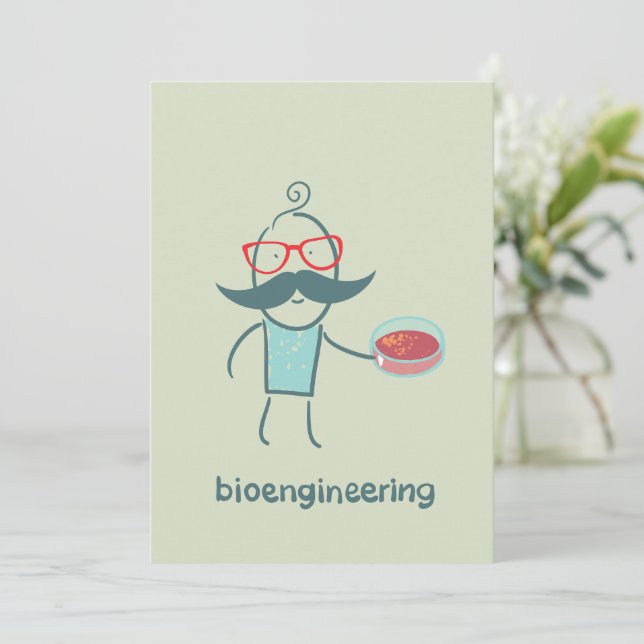 Bioengineering Scientist with Petri Dish Invitation (Standing Front)