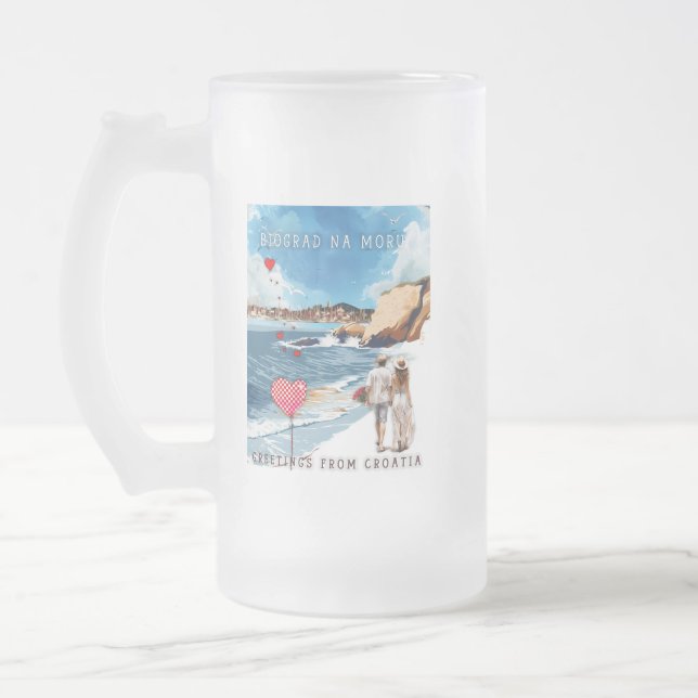 Biograd na moru 5 frosted glass beer mug (Left)