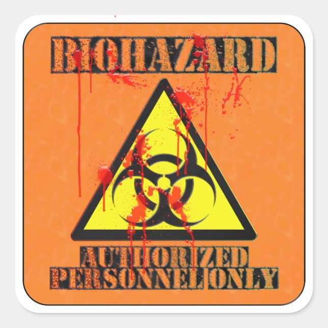 Biohazard authorised personnel only square sticker (Front)