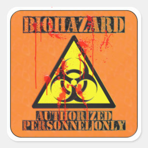 Biohazard authorised personnel only square sticker
