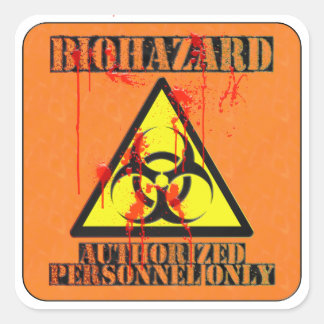 Biohazard authorised personnel only square sticker