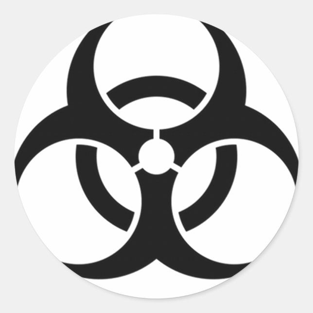 biohazard black classic round sticker (Front)