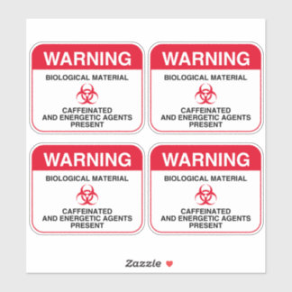 Biohazard Caffeinated Warning Stickers (Round)