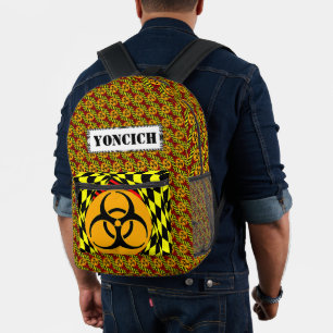 Biohazard Design by Kenneth Yoncich Printed Backpack