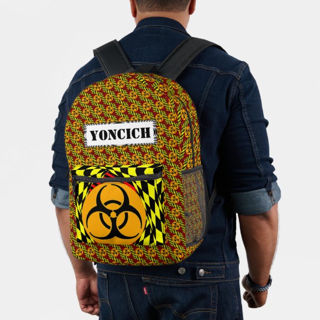Biohazard Design by Kenneth Yoncich Printed Backpack (Insitu (Model))
