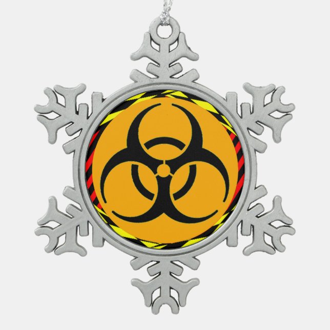 Biohazard Design by Kenneth Yoncich Snowflake Pewter Christmas Ornament (Front)