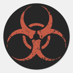 Biohazard -dist -red classic round sticker