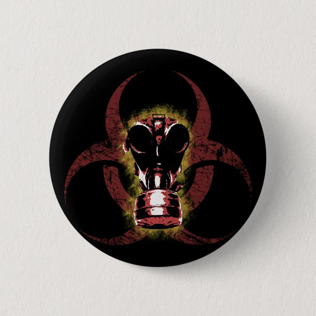 Biohazard Gas Mask Customizable 6 Cm Round Badge (Front)