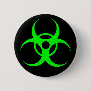 Biohazard Green on Black Button