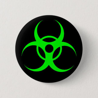 Biohazard Green on Black Button
