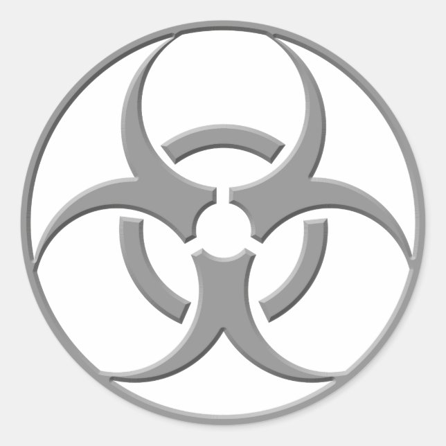 Biohazard Grey Classic Round Sticker (Front)