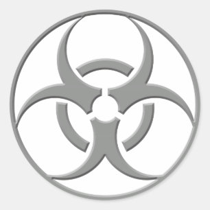 Biohazard Grey Classic Round Sticker