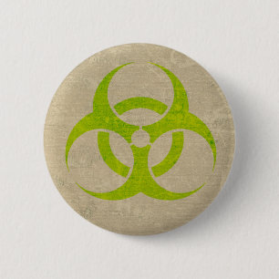 Biohazard Lime Green Grunge 6 Cm Round Badge
