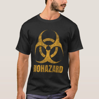 Biohazard Symbol Distressed Weathered Look Hallowe T-Shirt