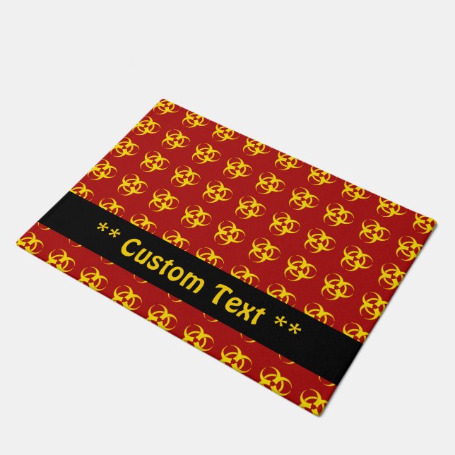 Biohazard Symbol Doormat w/ Custom Text (Angled)