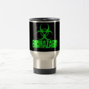 Biohazard symbol on green coffee mug