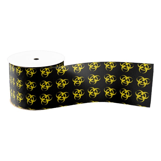 Biohazard Symbol Pattern Grosgrain Ribbon (Spool)