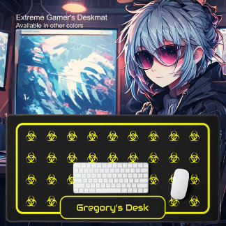 Biohazard Symbols - Yellow on a Black Background Desk Mat