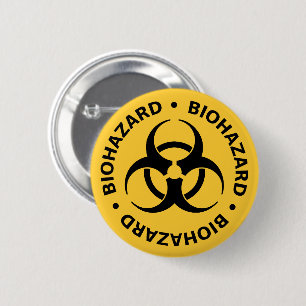 Biohazard Warning Button Pin