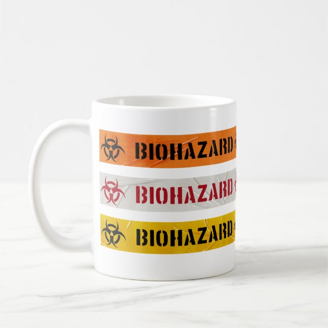Biohazard Warning stripes pattern coffee mug (Left)