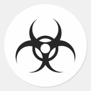 biohazard waste symbol classic round sticker
