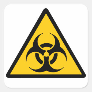 Biohazard - yellow/black square sticker