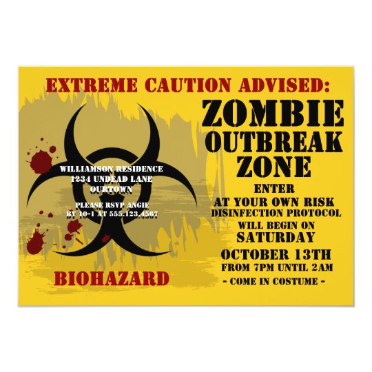 Biohazard Zombie Party Invitations