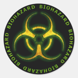 Biohazard Zombie Warning Classic Round Sticker