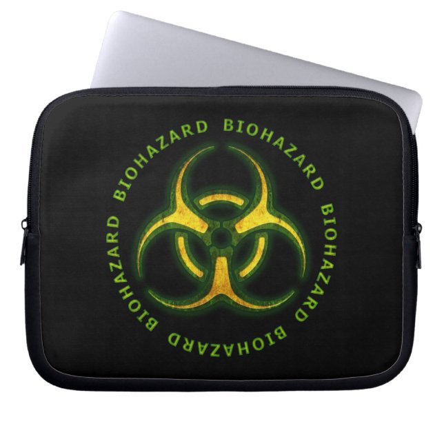 Biohazard Zombie Warning Laptop Sleeve (Front)