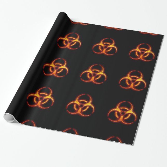 Biohazard Zombie Warning Wrapping Paper (Unrolled)