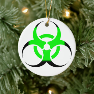 Biological Biohazard Symbol green and black Ceramic Tree Decoration