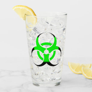 Biological Biohazard Symbol green and black Glass