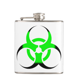 Biological Biohazard Symbol green and black Hip Flask