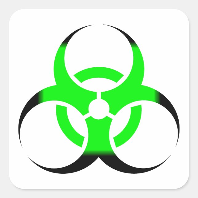 Biological Biohazard Symbol green and black Square Sticker (Front)