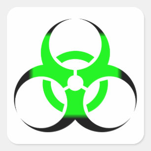 Biological Biohazard Symbol green and black Square Sticker