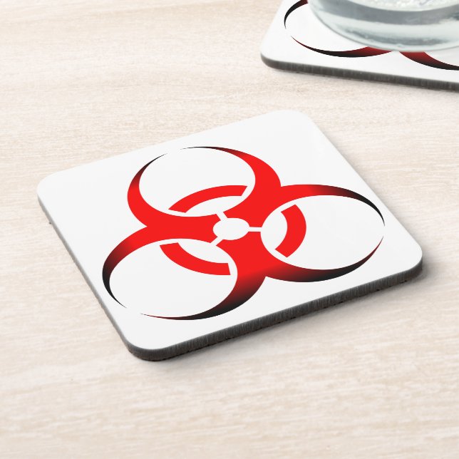 Biological Biohazard Symbol red and black Coaster (Left Side)