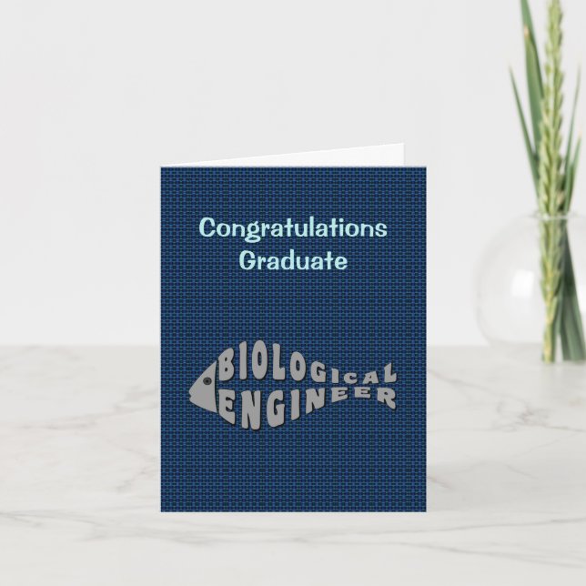 Biological Engineer Grey Fish Graduation Card (Front)